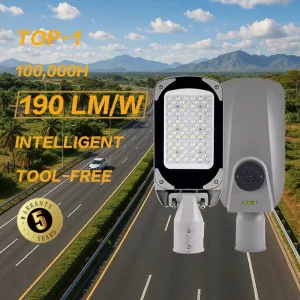 Tool Free Maintenance Detachable Driver IP67 190LMW Smart LED Street Light for Road Parking Lot