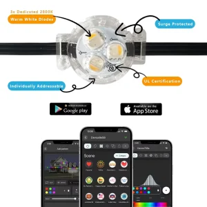 Track Lighting 12V 24V IP68 Eave Permanent Light with Alexa Google Compatible RGBIC for Eaves Architectural Lighting