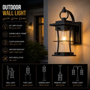Traditional Exterior Wall Light with Clear Seeded Glass for Porch Lighting