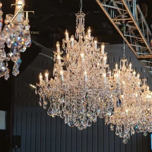 Traditional Maria Theresa Luxury Crystal Adjustable Height Pendant Chandelier Wedding Decoration Hotel Lobby Wedding Lights