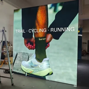 Trail Cycling Running Exhibition Backwall Bespoke SEG Light Box Fabric Display for Sports Trade Show Booths