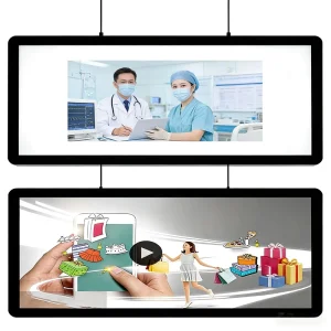 Transparent LCD Advertising Hanging Light Box Ultra Thin Design 1920×1080 Resolution 2000lux Brightness for Hospital Office