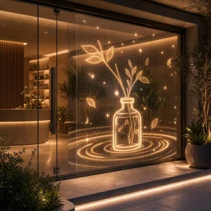 Transparent LED Film Display for Spa Center Glass Door Advertising