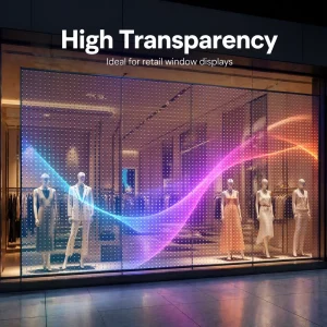 Transparent LED Film P3.91 Self Adhesive Video Wall for Luxury Retail Shop Glass Window Advertising