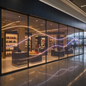 Transparent LED Film Screen for Airport Duty Free Store Glass Window