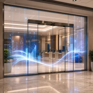 Transparent LED Film Screen for Bank Glass Door Digital Advertising