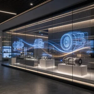 Transparent LED Film Screen for Corporate Showroom Glass Wall Presentation