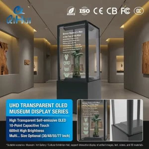 Transparent OLED Museum Display Cabinet Interactive Showcase Digital Exhibition Display OEM ODM Factory