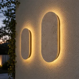 Travertine Outdoor Wall Sconce IP54 Waterproof Stone Wall Light Wabi Sabi LED for Villa Garden Hotel Facade