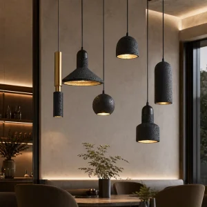 Travertine Pendant Light Natural Stone Dining Room Hanging Lamp Wabi Sabi Minimalist Indoor Lighting