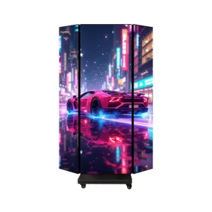 Tri fold Full Color LED Display Screen with Floor Stand Mounting for Posters and Shopping Mall Advertisements