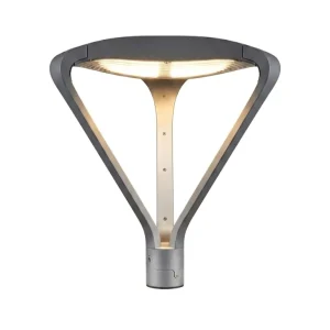Triangular Post Top Luminaire V Arm Grey Painted Outdoor Garden Pathway Lamp Striped Lens Commercial Street Border Fixture 30W