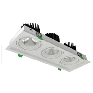 Triple Head Square Recessed Grille Spotlight for Long Villa Hallway Wall Art Balanced Embedded Ceiling Accent Light