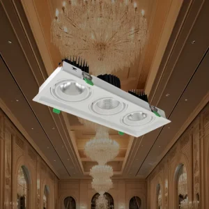 Triple Rotatable Square Recessed Grille Light for Cafe Buffet Counter Symmetric Warm Interior Wall Highlight Fixture