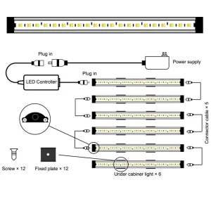 Tunable White Dimmer LED Kitchen Cupboard Closet Lighting Under Cabinet Lights Kit LED Bar with Remote