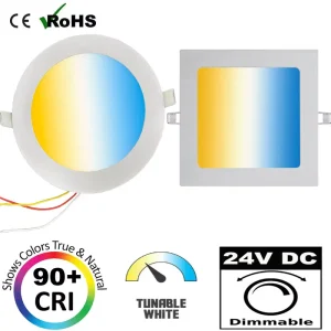 Tunable White Recessed Ceiling Lights 24v 6w 12w 2000k-6000k Cct Adjustable Gvs Knx Tuya Zigbee Dali Loxone Pwm Led Panel