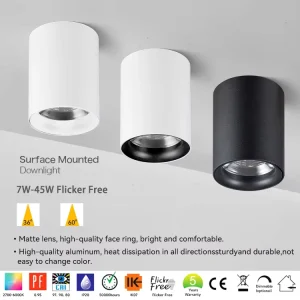 Tuya Control Downlight 7W Surface Mounted Spotlights Retail Deep Anti Glare Fixtures Pendant 4000K Downlight for Living Room