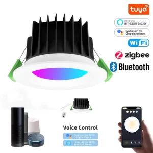 Tuya Wifi Zigbee Pir 110v-240v Light Luminosity LED Downlight RGB Warm White Cold White White Light Smart Downlight Commercial