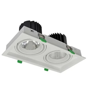 Twin Unit Square Gimble Recessed Ceiling Spotlight for Villa Entry Dual Side Shoe Cabinet Interior Illumination