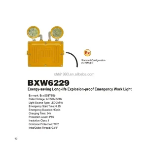 Two Head LED Emergency Light Fixture Lithium Battery Rechargeable Safety Light for Oil Gas Station Chemical Plant