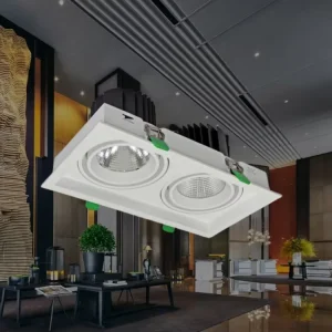 Two Head Rotatable Square Grille Recessed Light for Small Bistro Double Bar Counter Wall Symmetric Decorative Highlight Fixture