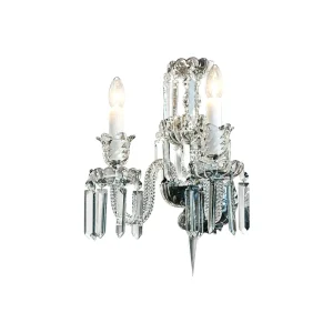 Two Lights Crystal Wall Sconce Classic French Style Glass Wall Lamp for Villa Bedroom Hotel Corridor Decor