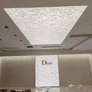 Tyvek DuPont Paper LED Light Box Textured Backlit Hanging Ceiling Sign UV Printed Custom Logo Suspended Aluminum