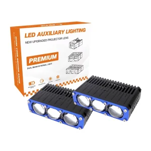 U59 80W High Low Beam LED Grille Light 3 PC Lens White Yellow Color with Fan LED Fog Lamp for Car License Plate Motorcycle