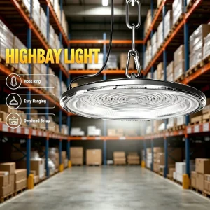UFO DOB Industrial Aluminum Highbay Light CE RoHS IP65 Waterproof 100W-400W Anti-Glare for Warehouse Stadium Lighting
