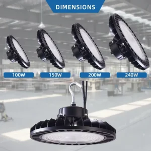 UFO High Bay Light 100W/150W/200W/240W Industrial Aluminum CCT 5000K Sensor IP65 Dimmable