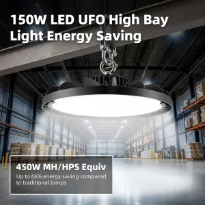 UFO High Bay Light 150W IP65 Aluminum Lamp Body BLACK/WHITE 3500~6500K CCT for Warehouses