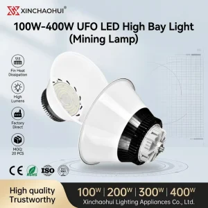 UFO LED High Bay Light 100W 200W 300W 400W Fin Heat Dissipation Mining Lamp Industrial Warehouse Workshop Gym Lighting