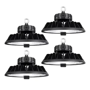 UFO LED High Bay Light 150W 240W 4 Pack LED Shop Light 22 500LM 36 000LM 0 10V Dimmable Hanging Ring For Warehouse Factory Barn