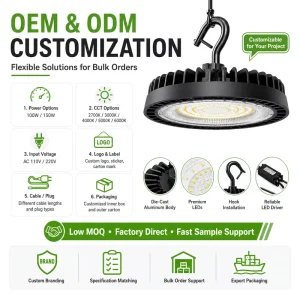 UFO LED High Bay Light Hook Mount 130lmW 3Y Warranty ETL RoHS Workshop Supermarket Bulk Supply