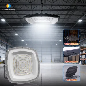UFO for High Bay Light 3CCT Adjustable Power Selectable Aluminum IP65 for Warehouse Factory Workshop Parking Lot