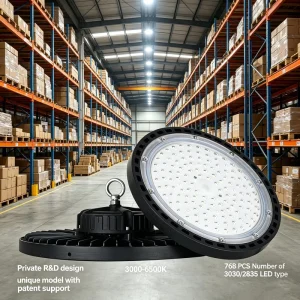 UFO200A WH SMD3030 IP65 5000K 100W 240W Aluminum Highbay TUV CE RoHS Certified Warehouse Use 3-Year Warranty