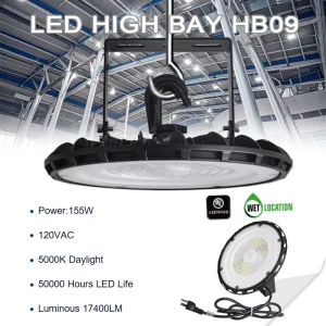 UL 112lm/w 100W 150W 200W 240W UFO High Bay LED Light Aluminum Reflector Commercial Industrial High Bay Light Fixture