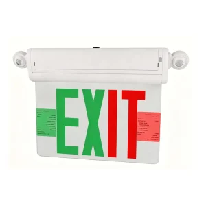 UL Listed Rechargeable LED Edge Lit Exit Sign Combo Red Green Switchable UL 924 Self Testing LED Emergency Light