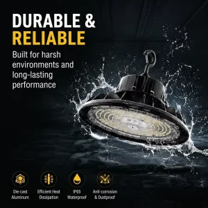 US Stock Energy Efficient LED UFO High Bay Light for Industrial & Warehouse Use with Adjustable Wattage & 3CCT