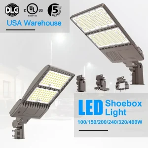 US Warehouse 150W 400W LED Parking Lot Lights Built in Photocell Sensor for Commercial Outdoor Area for Road Electric Power IP65