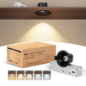 USA Black 2 Inch Recessed 8W 5CCT Dimmable COB RA95 LED Ceiling Spotlight Downlight Dimmable for House Office Hotel