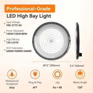 USA Industrial 150W IP65 LED Linear High Bay 3CCT 4000K 5000K 6000K Selectable Commercial Light for Factory Warehouse