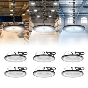 USA Industrial UFO LED High Bay 150W 120W IP65 Highbay Pendant Light ETL Certified Round Warehouse Workshop Lighting