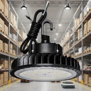 USA Stock 5 Year Warranty 150LM/W UFO LED High Bay Light 150W ETL DLC 0-10V Dimmable IP65 Warehouse Industrial Lighting Fixture