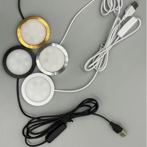 USB 5V Under Cabinet Light LED Puck Light Warm White IR Remote Control RGB Color LED Night Light Base