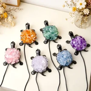 USB Night Light Crystal Crafts Reiki Raw Stone Lamp Amethyst Turtle Lamp for Decoration