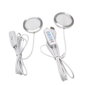 USB Operated RGB Warm White LED Module Mini Circular Puck Light Remote Control Wardrobe Wine Downlight Cabinet Light Spotlight