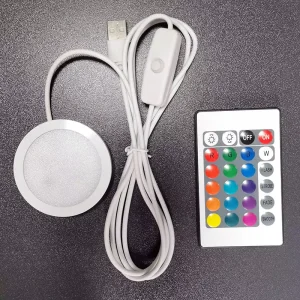 USB RGB LED Cabinet Light with Remote Control Ra90 CRI 2W Surface Mount Puck Light Kit Bambu Lab Led Lamp Shell 001