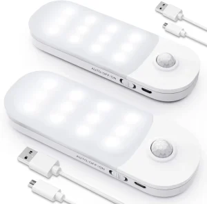 USB Rechargeable 12 LED Motion Sensor Night Lights Under Cabinet Closet Lighting