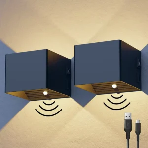 USB Rechargeable Up and Down Wall Light Indoor Motion Sensor Wall Lights Modern Aluminium for Bedroom Bedside Wandlamp